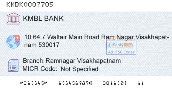 Kotak Mahindra Bank Limited Ramnagar VisakhapatnamBranch 