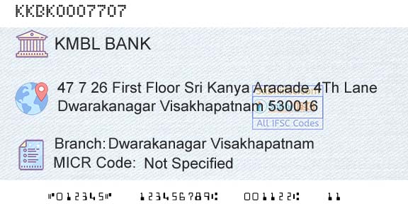 Kotak Mahindra Bank Limited Dwarakanagar VisakhapatnamBranch 