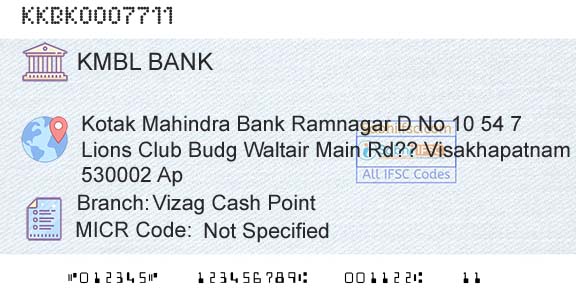 Kotak Mahindra Bank Limited Vizag Cash PointBranch 