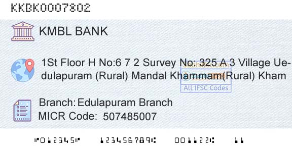 Kotak Mahindra Bank Limited Edulapuram BranchBranch 