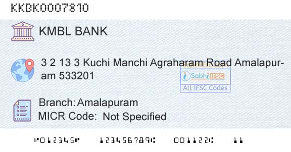 Kotak Mahindra Bank Limited AmalapuramBranch 