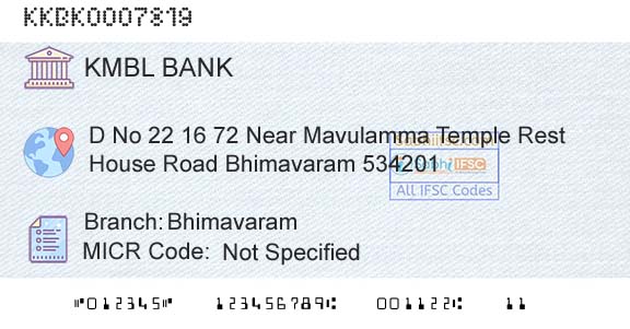 Kotak Mahindra Bank Limited BhimavaramBranch 