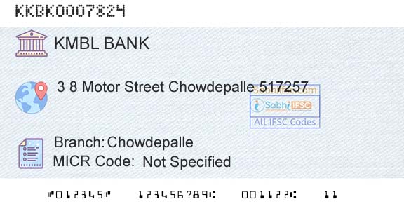 Kotak Mahindra Bank Limited ChowdepalleBranch 