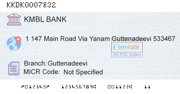Kotak Mahindra Bank Limited GuttenadeeviBranch 