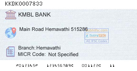 Kotak Mahindra Bank Limited HemavathiBranch 