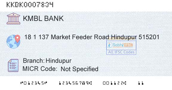 Kotak Mahindra Bank Limited HindupurBranch 