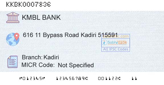 Kotak Mahindra Bank Limited KadiriBranch 