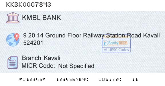 Kotak Mahindra Bank Limited KavaliBranch 