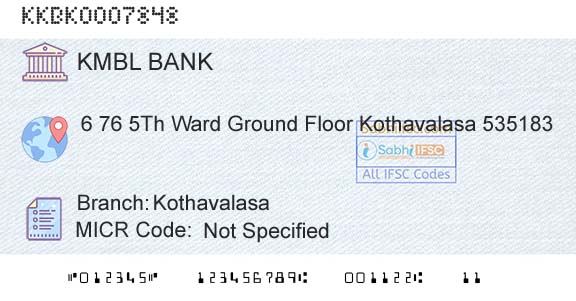 Kotak Mahindra Bank Limited KothavalasaBranch 
