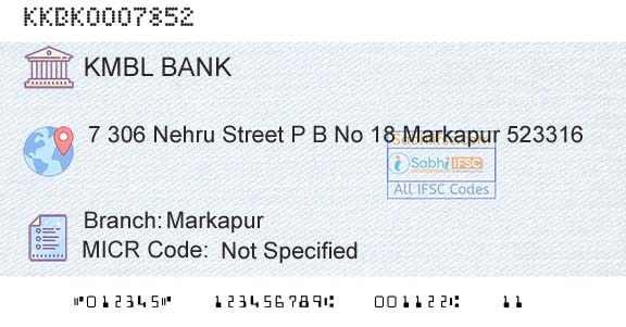 Kotak Mahindra Bank Limited MarkapurBranch 