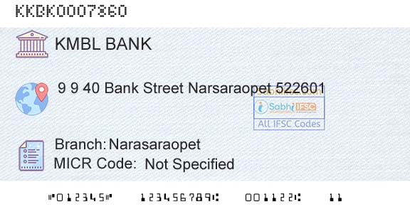 Kotak Mahindra Bank Limited NarasaraopetBranch 