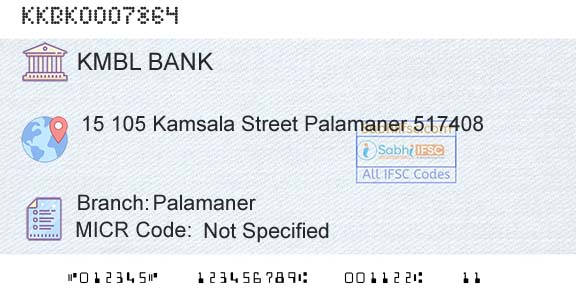 Kotak Mahindra Bank Limited PalamanerBranch 
