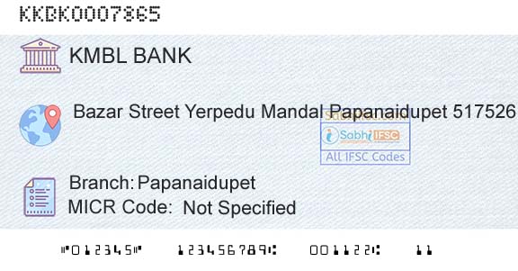Kotak Mahindra Bank Limited PapanaidupetBranch 
