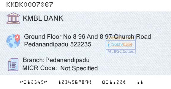 Kotak Mahindra Bank Limited PedanandipaduBranch 
