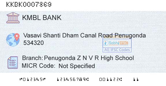Kotak Mahindra Bank Limited Penugonda Z N V R High SchoolBranch 