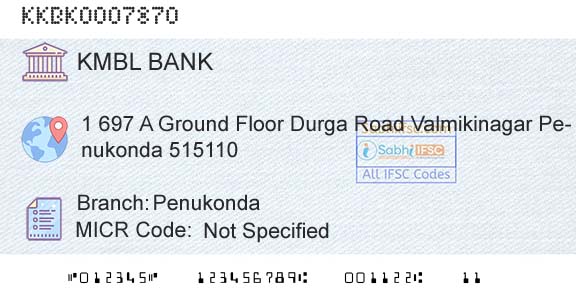 Kotak Mahindra Bank Limited PenukondaBranch 