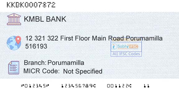 Kotak Mahindra Bank Limited PorumamillaBranch 