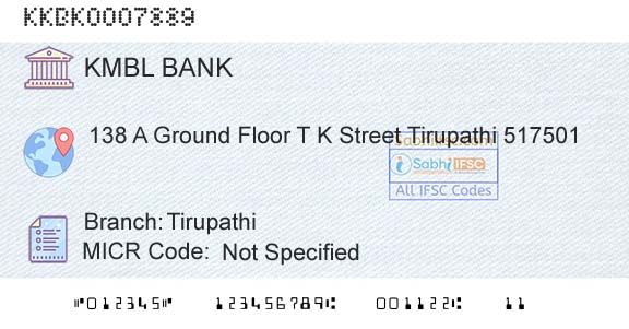 Kotak Mahindra Bank Limited TirupathiBranch 
