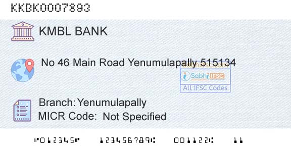Kotak Mahindra Bank Limited YenumulapallyBranch 