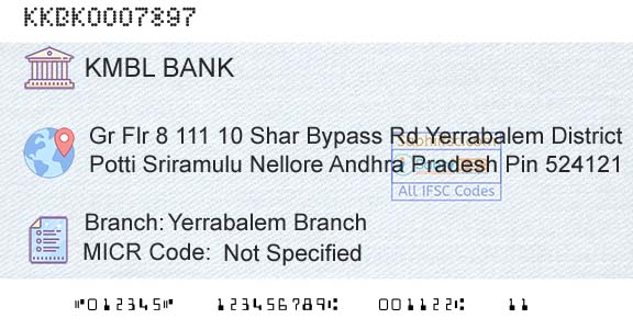 Kotak Mahindra Bank Limited Yerrabalem BranchBranch 