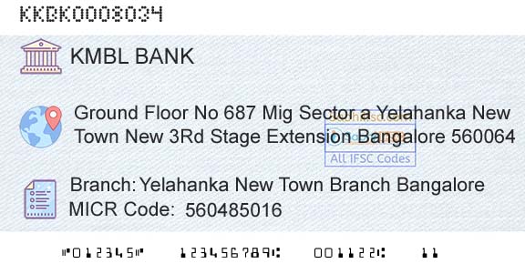 Kotak Mahindra Bank Limited Yelahanka New Town Branch BangaloreBranch 