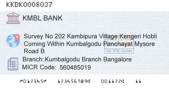 Kotak Mahindra Bank Limited Kumbalgodu Branch BangaloreBranch 
