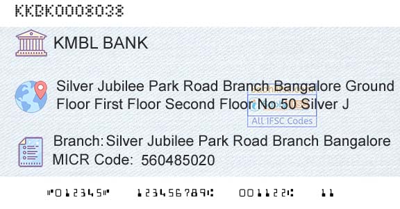 Kotak Mahindra Bank Limited Silver Jubilee Park Road Branch BangaloreBranch 