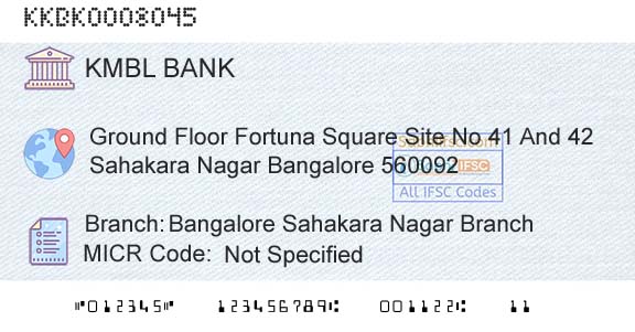 Kotak Mahindra Bank Limited Bangalore Sahakara Nagar BranchBranch 