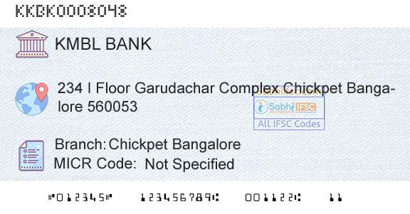 Kotak Mahindra Bank Limited Chickpet BangaloreBranch 