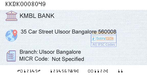 Kotak Mahindra Bank Limited Ulsoor BangaloreBranch 