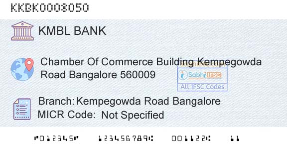 Kotak Mahindra Bank Limited Kempegowda Road BangaloreBranch 
