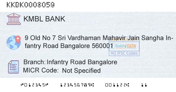 Kotak Mahindra Bank Limited Infantry Road BangaloreBranch 