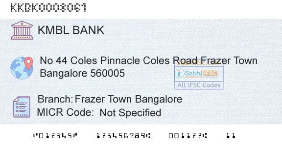 Kotak Mahindra Bank Limited Frazer Town BangaloreBranch 