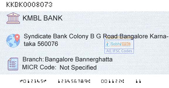 Kotak Mahindra Bank Limited Bangalore BannerghattaBranch 