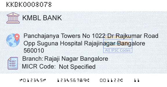 Kotak Mahindra Bank Limited Rajaji Nagar BangaloreBranch 