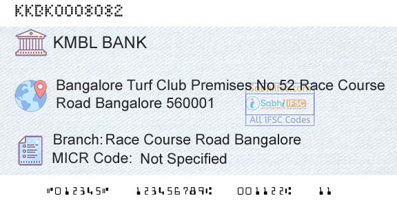 Kotak Mahindra Bank Limited Race Course Road BangaloreBranch 