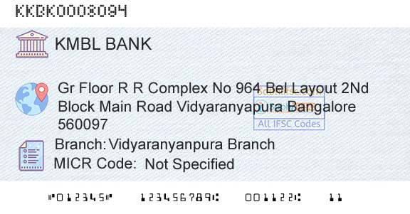 Kotak Mahindra Bank Limited Vidyaranyanpura BranchBranch 