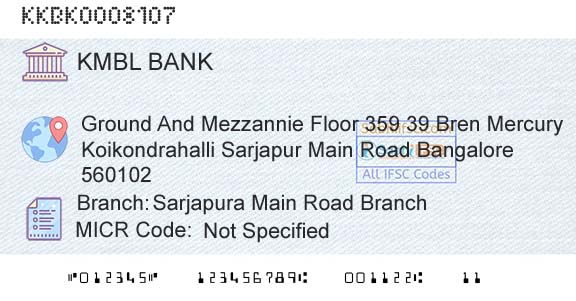 Kotak Mahindra Bank Limited Sarjapura Main Road BranchBranch 