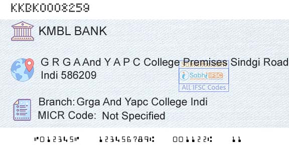 Kotak Mahindra Bank Limited Grga And Yapc College IndiBranch 