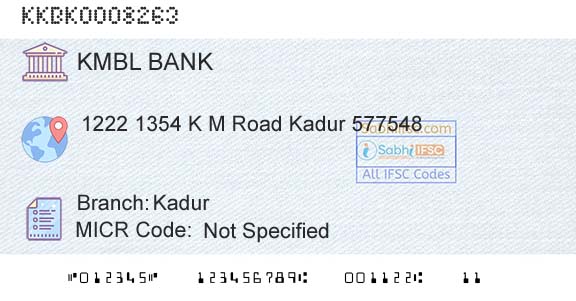 Kotak Mahindra Bank Limited KadurBranch 
