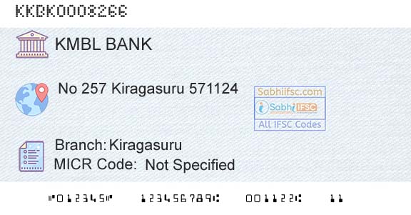 Kotak Mahindra Bank Limited KiragasuruBranch 