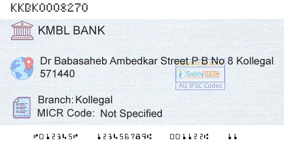 Kotak Mahindra Bank Limited KollegalBranch 