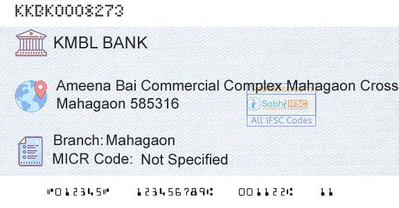 Kotak Mahindra Bank Limited MahagaonBranch 
