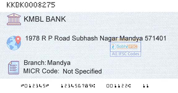 Kotak Mahindra Bank Limited MandyaBranch 