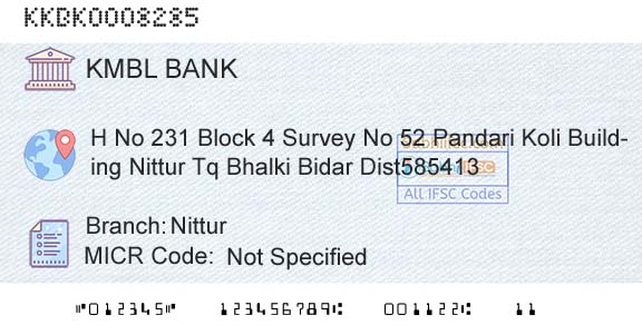 Kotak Mahindra Bank Limited NitturBranch 