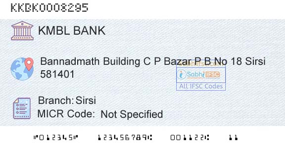 Kotak Mahindra Bank Limited SirsiBranch 