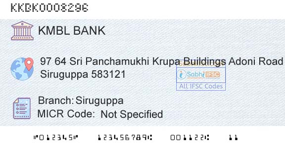 Kotak Mahindra Bank Limited SiruguppaBranch 