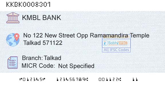 Kotak Mahindra Bank Limited TalkadBranch 