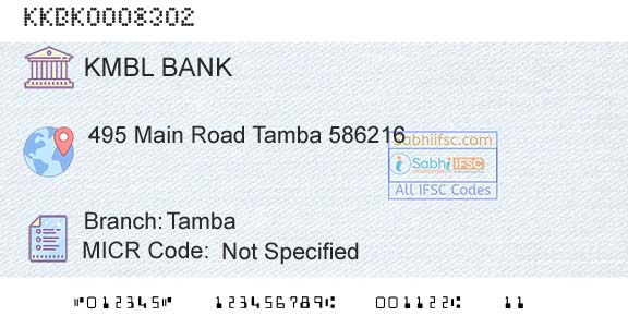 Kotak Mahindra Bank Limited TambaBranch 