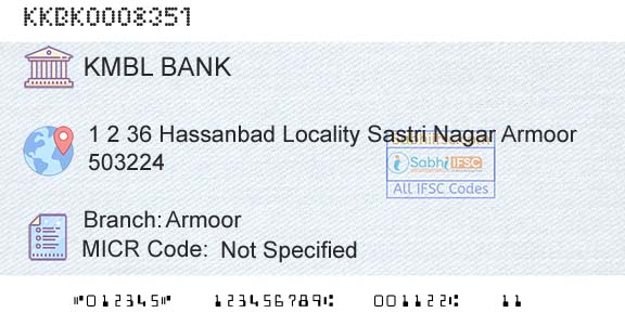 Kotak Mahindra Bank Limited ArmoorBranch 